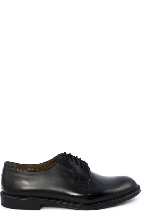 Doucal's Shoes for Men Doucal's Black Semi-glossy Leather Derby Shoes