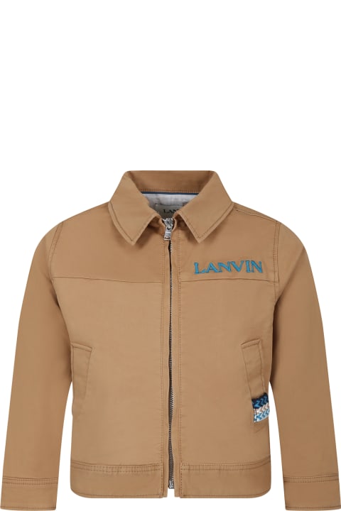 Topwear for Boys Lanvin Beige Jacket For Boy With Logo
