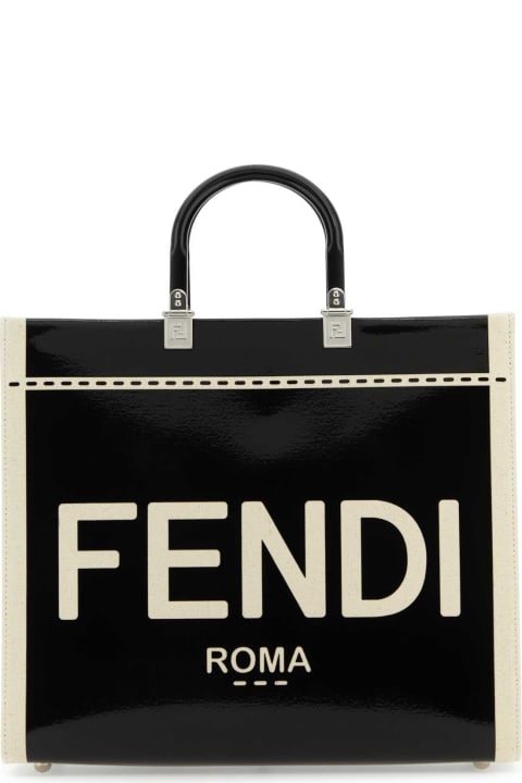 ウィメンズ トートバッグ Fendi Two-tone Canvas Medium Sunshine Shopping Bag