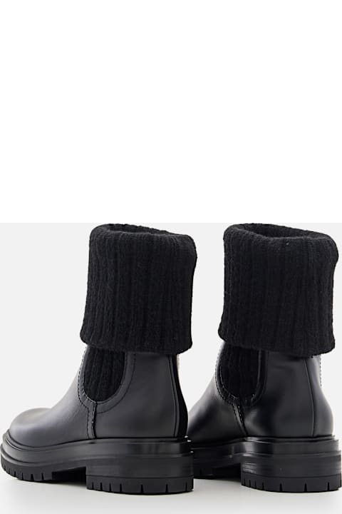 ウィメンズ Gianvito Rossiのシューズ Gianvito Rossi Calf And Knit Ankle Boots