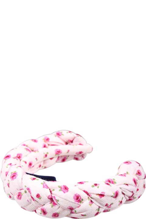 ガールズ Simonettaのアクセサリー＆ギフト Simonetta Pink Headband For Girl With Floral Print