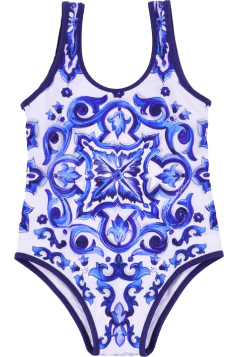 One Piece Swimsuit With Majolica Print