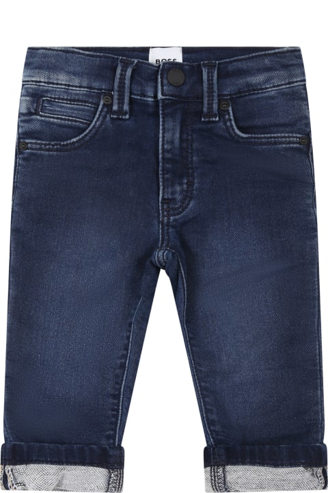Bottoms for Baby Boys Hugo Boss Blue Jeans For Baby Boy With Logo