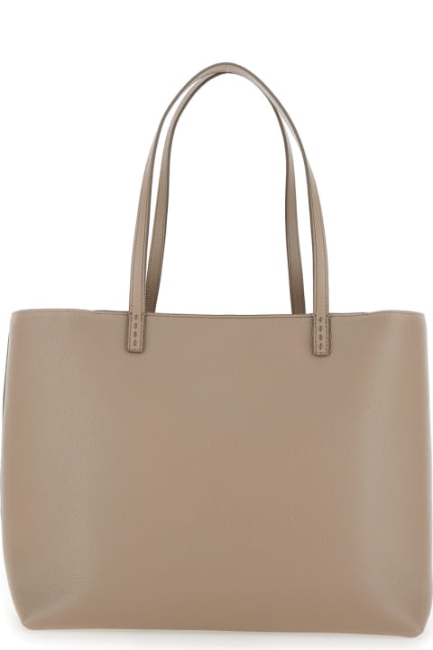 Bags for Women Tory Burch 'mcgraw' Beige Tote Bag Wit Double T Detail In Grainy Leather Woman