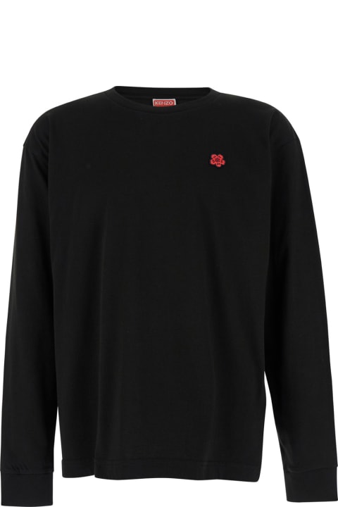 Fleeces & Tracksuits for Men Kenzo Black Long Sleeve T-shirt With Boke Flower Patch In Cotton Man
