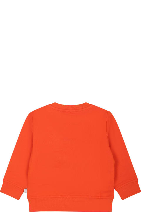 Topwear for Baby Girls Stella McCartney Kids Orange Sweatshirt For Baby Girl With Flowesr And Logo
