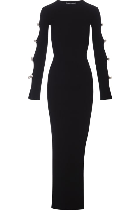 Mach & Mach Dresses for Women Mach & Mach Long Black Stretch Dress With Applications