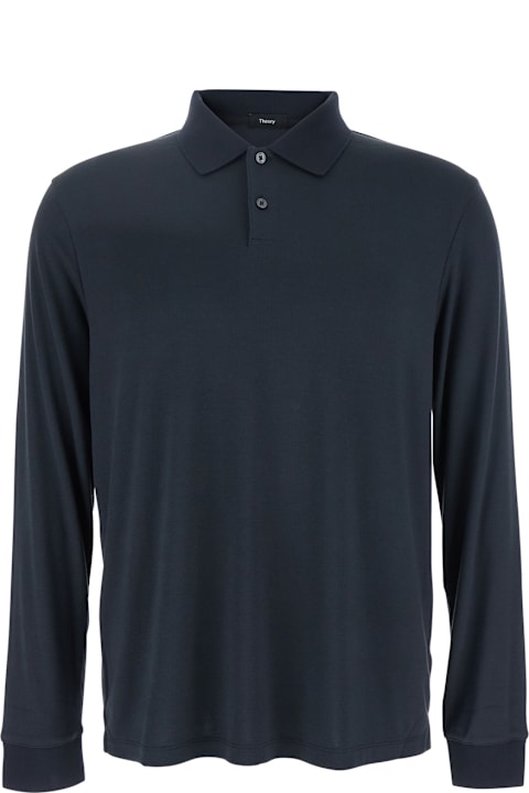 Homeware Theory 
goris
 Black Polo Shirt With Classic Collar And Long Sleeves In Tech Fabric Stretch Man