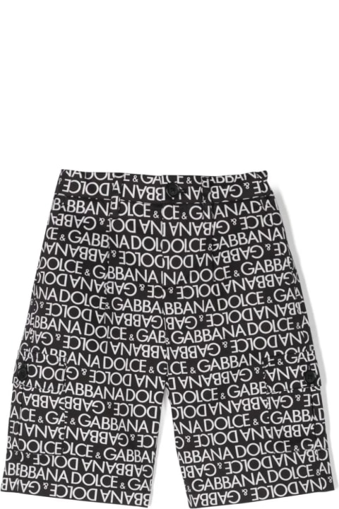 Dolce & Gabbana Sale for Kids Dolce & Gabbana Black Bermuda Shorts With All-over Logo