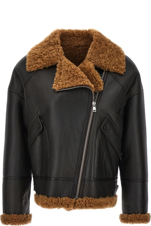 ウィメンズ Yves Salomonのコート＆ジャケット Yves Salomon Leather Sheepskin Jacket