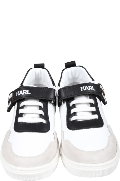 ボーイズ シューズ Karl Lagerfeld Kids White Low Sneakers For Kids