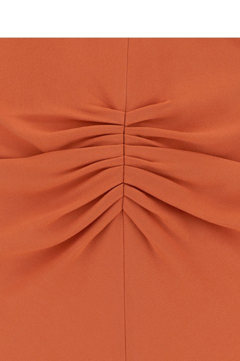 Victoria Beckham for Women Victoria Beckham Midi Orange Dress With Gathered Waist In Viscose Blend Woman