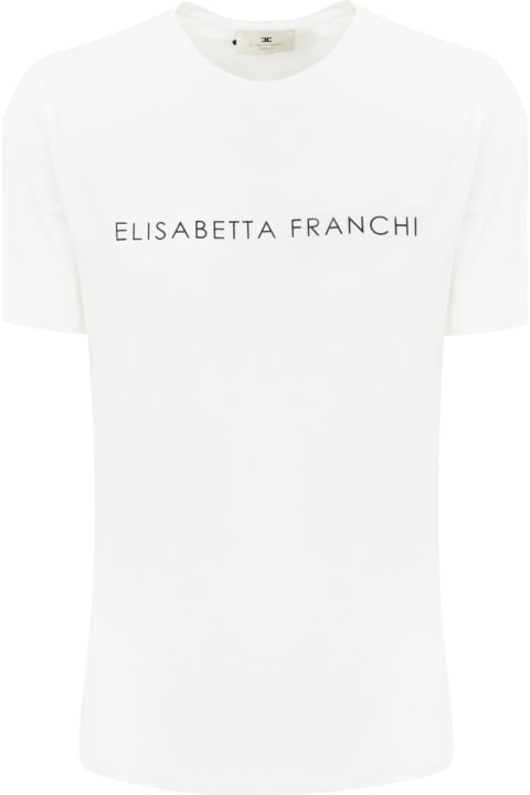 Elisabetta Franchi Topwear for Women Elisabetta Franchi Jersey T-shirt With Rhinestone Logo