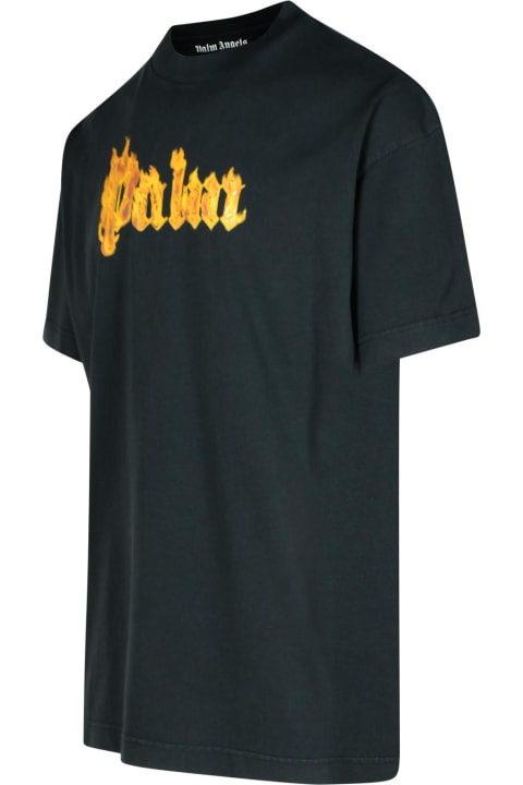 Palm Angels for Men Palm Angels 'burning Palm' Black Cotton Oversize T-shirt