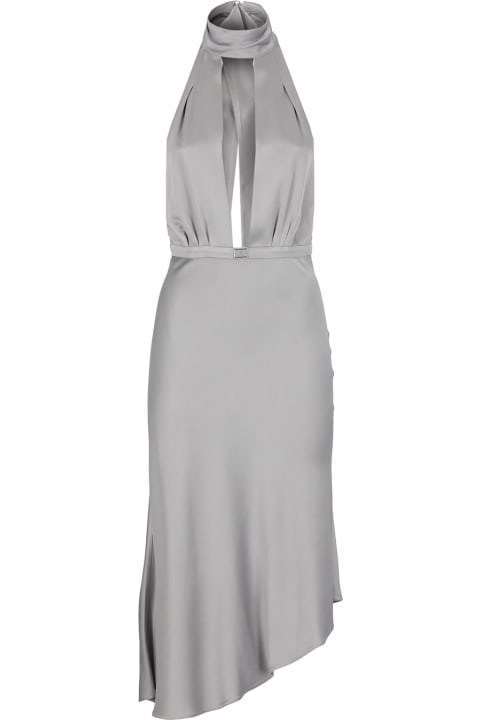 Elisabetta Franchi Dresses for Women Elisabetta Franchi Satin Midi Dress With Asymmetric Skirt