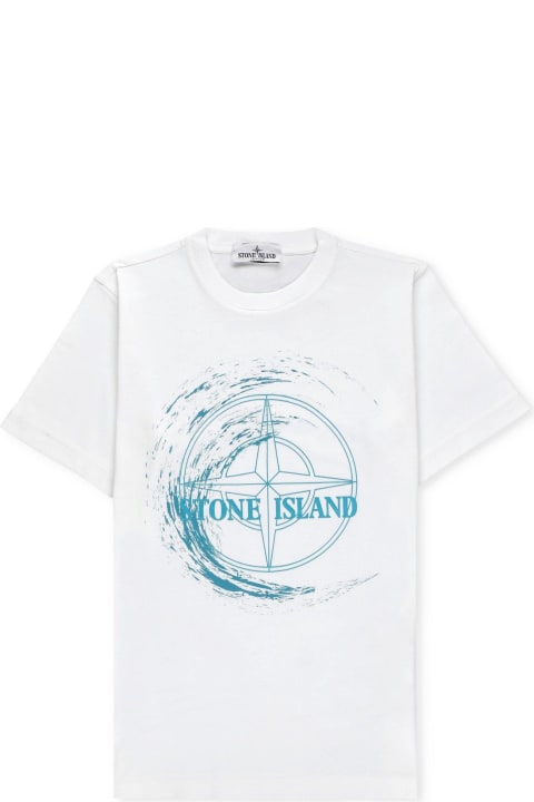 Stone Island Junior T-Shirts & Polo Shirts for Girls Stone Island Junior Logo Printed Crewneck T-shirt