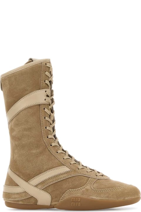 Miu Miu Beige Suede Sneakers