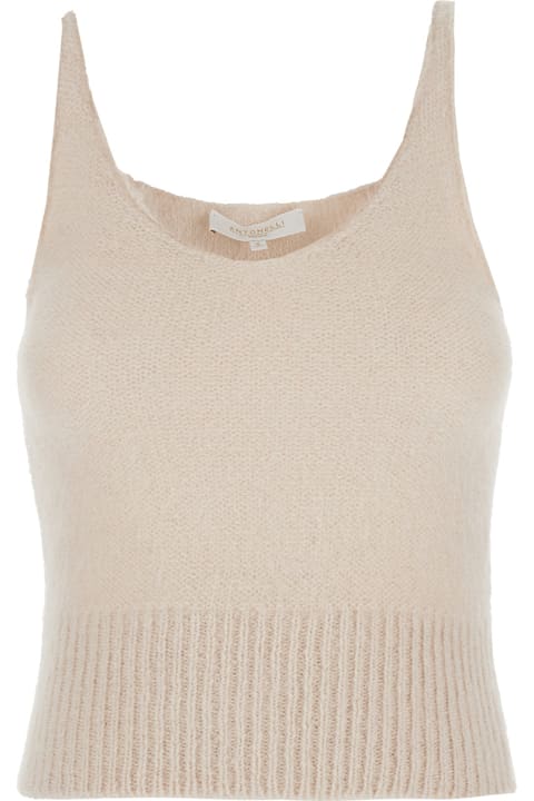 Antonelli Women Antonelli 'prosperina' Beige Top With U Neck In Wool Blend Woman