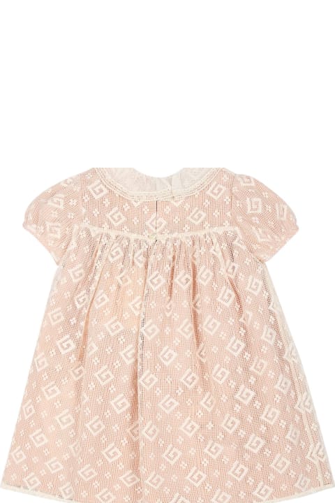 Gucci Clothing for Baby Boys Gucci Pink Dress For Baby Girl With G Quadro Motif