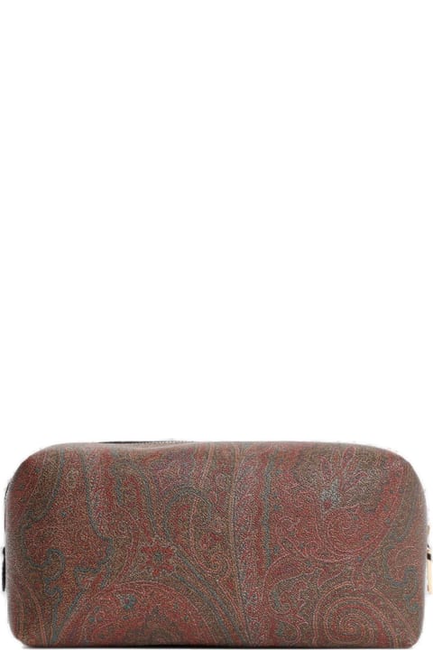 Bags Sale for Men Etro Logo Embroidered Paisley Printed Pouch