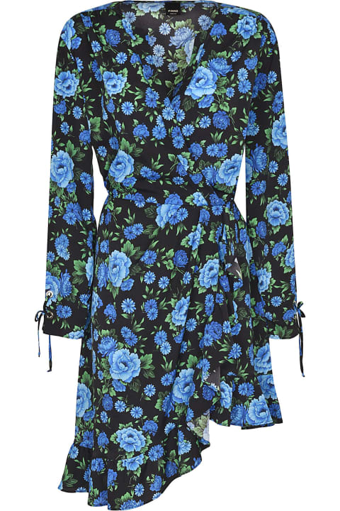 Asymmetric Floral Print Ruffle Detail Dress