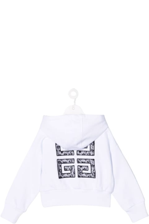 Givenchy Kids Girl's White Jersey Hoodie With  Logo