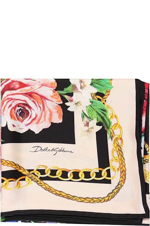 Scarves & Wraps for Women Dolce & Gabbana Flower Print Silk Twill Scarf