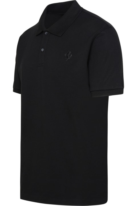 Polo Shirt In Black Cotton
