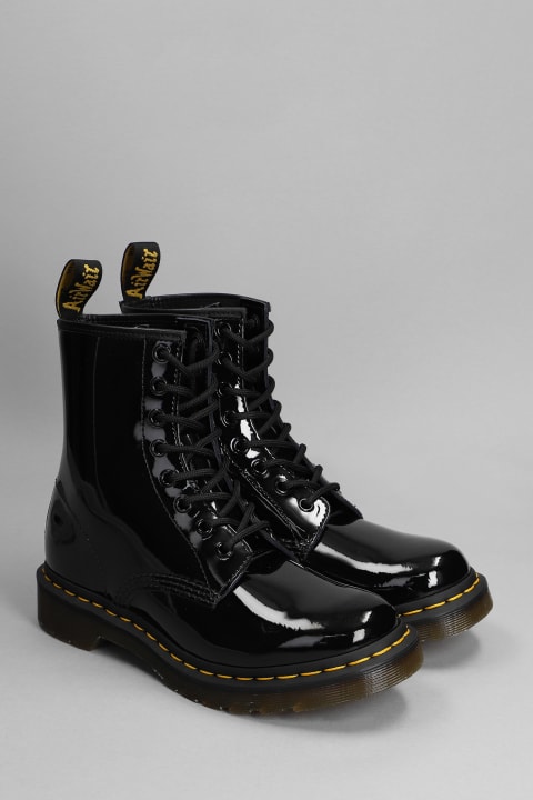 1460 Combat Boots In Black Patent Leather