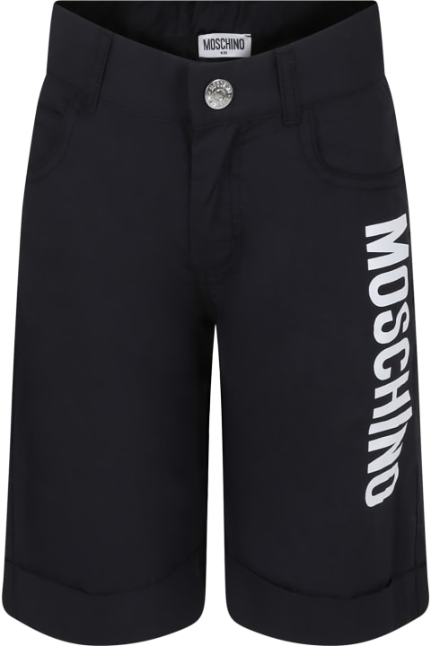 Fashion for Boys Moschino Black Shorts For Kids With Logo