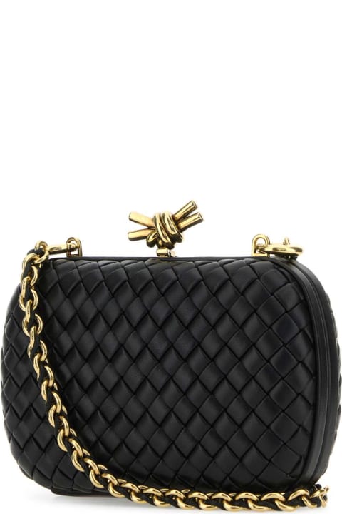Bags for Women Bottega Veneta Black Leather Knot Clutch