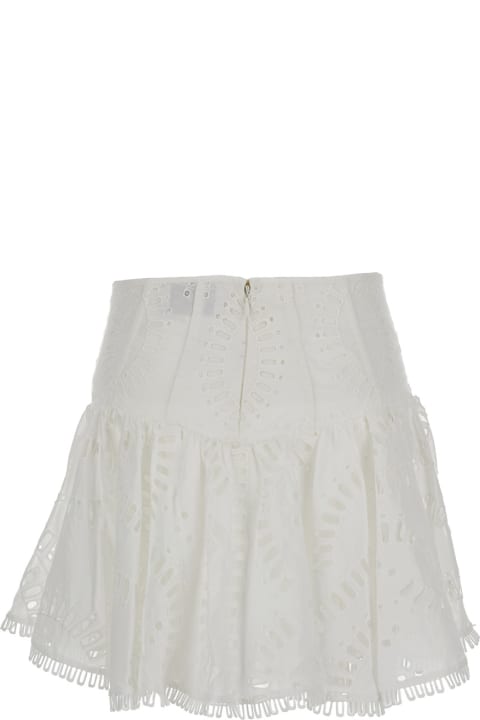 Charo Ruiz Clothing for Women Charo Ruiz White High Waisted 'favik' Miniskirt With Embroidery In Cotton Blend Woman