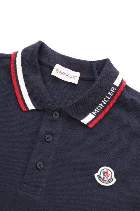 Moncler T-Shirts & Polo Shirts for Boys Moncler Blue Polo With Logo
