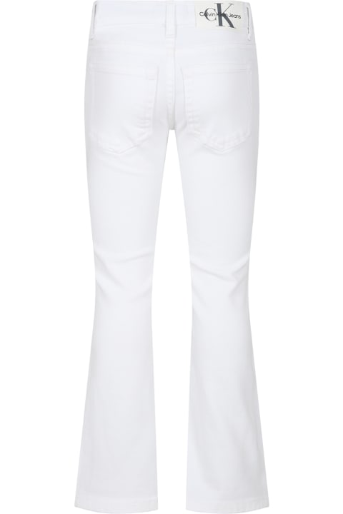 Calvin Klein Bottoms for Girls Calvin Klein White Jeans For Girl With Logo