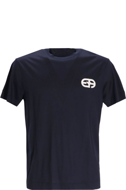 Emporio Armani Topwear for Men Emporio Armani Logo Embroidered Crewneck T-shirt