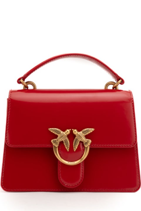 Pinko Women Pinko Mini Love One Top Handle Light Bag In Red Shiny Leather