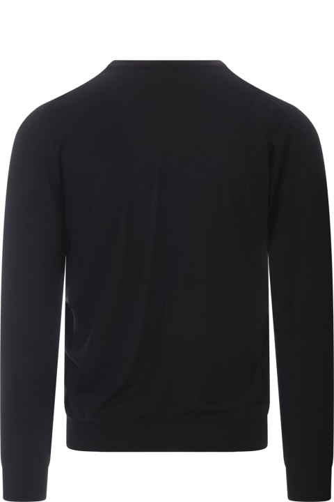 Fedeli for Men Fedeli Round-neck Pullover In Black Wool