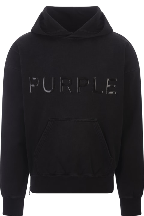 Purple Brand Clothing for Men Purple Brand Black Hoodie With Shiny Logo