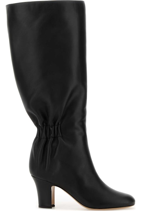 Ferragamo Black Leather Jannette 70 Boots