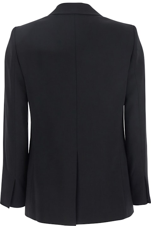 Theory Coats & Jackets for Women Theory Black Double Breasted Jacket With Shoulder Pads In Tech Fabric Woman