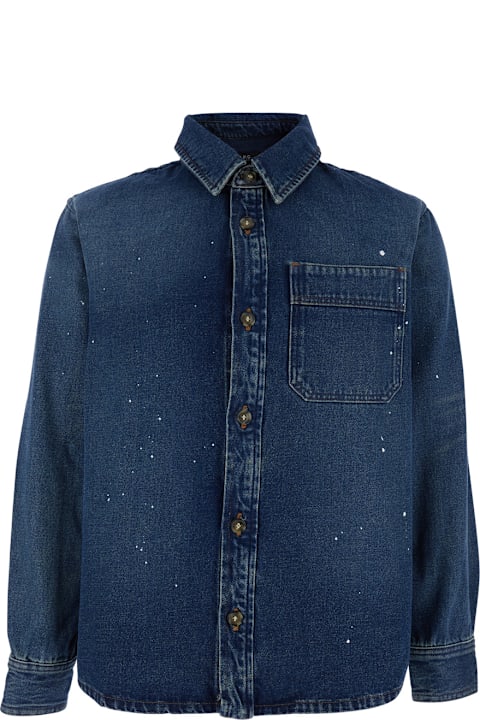 A.P.C. Shirts for Men A.P.C. 'basile' Blue Shirt With Chest Pocket And All-over Paint Effect In Cotton Man