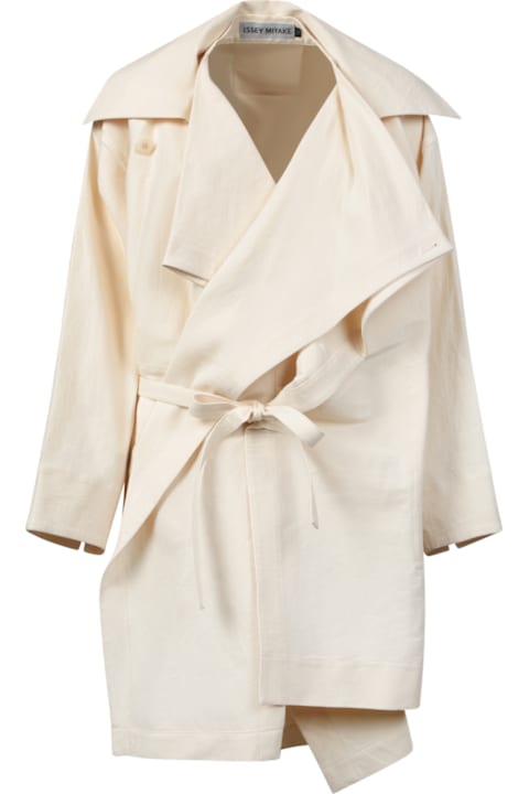 Issey Miyake Coats & Jackets for Women Issey Miyake Washi And Wool White Coat