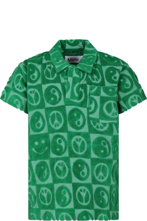 Molo Kids Molo Green T-shirt For Boy With Yin And Yang