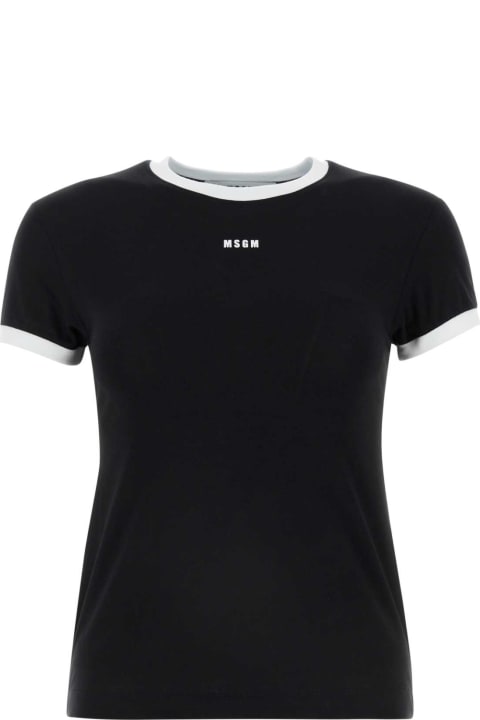 Fashion for Women MSGM Black Stretch Cotton T-shirt