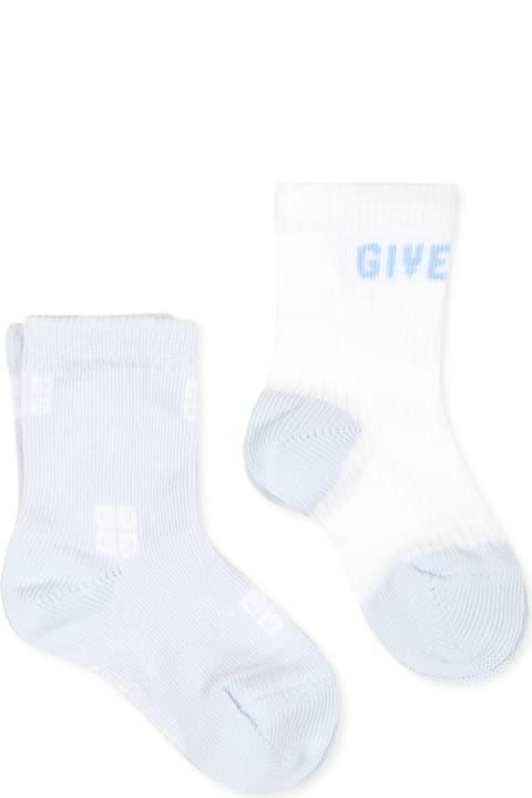 Shoes for Baby Boys Givenchy Light Blue Socks Set For Baby Boy With Logo