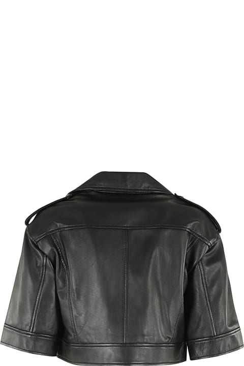Versace Jeans Couture Coats & Jackets for Women Versace Jeans Couture Versace Jeans Couture Leather Jacket With Short Sleeves
