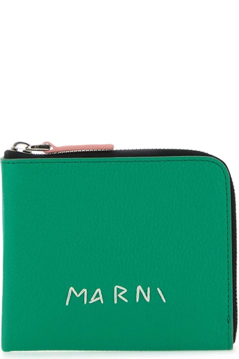 メンズ Marniの財布 Marni Green Leather Wallet