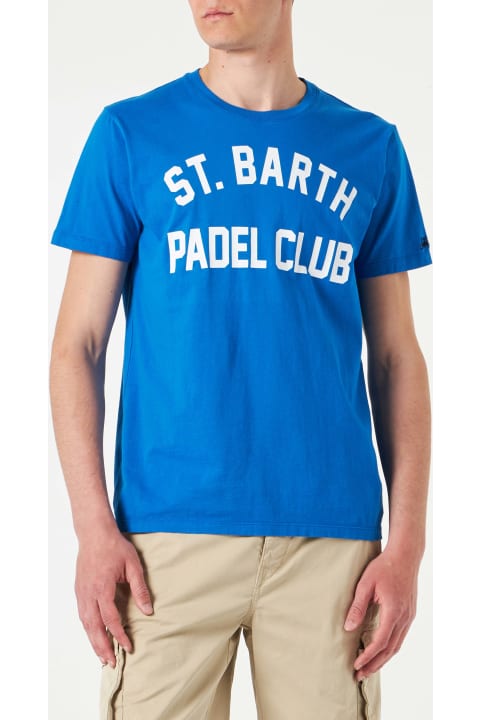 Homeware MC2 Saint Barth Man Cotton Vintage Treatment T-shirt With St. Barth Padel Club Print