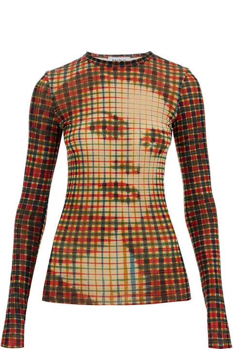 Jean Paul Gaultier ملابس علوية لـ السيدات Jean Paul Gaultier Mesh Tartan Face Top With Unique