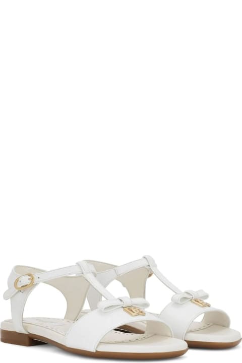 Dolce & Gabbana for Baby Girls Dolce & Gabbana White Patent Leather Sandals With Dg Logo